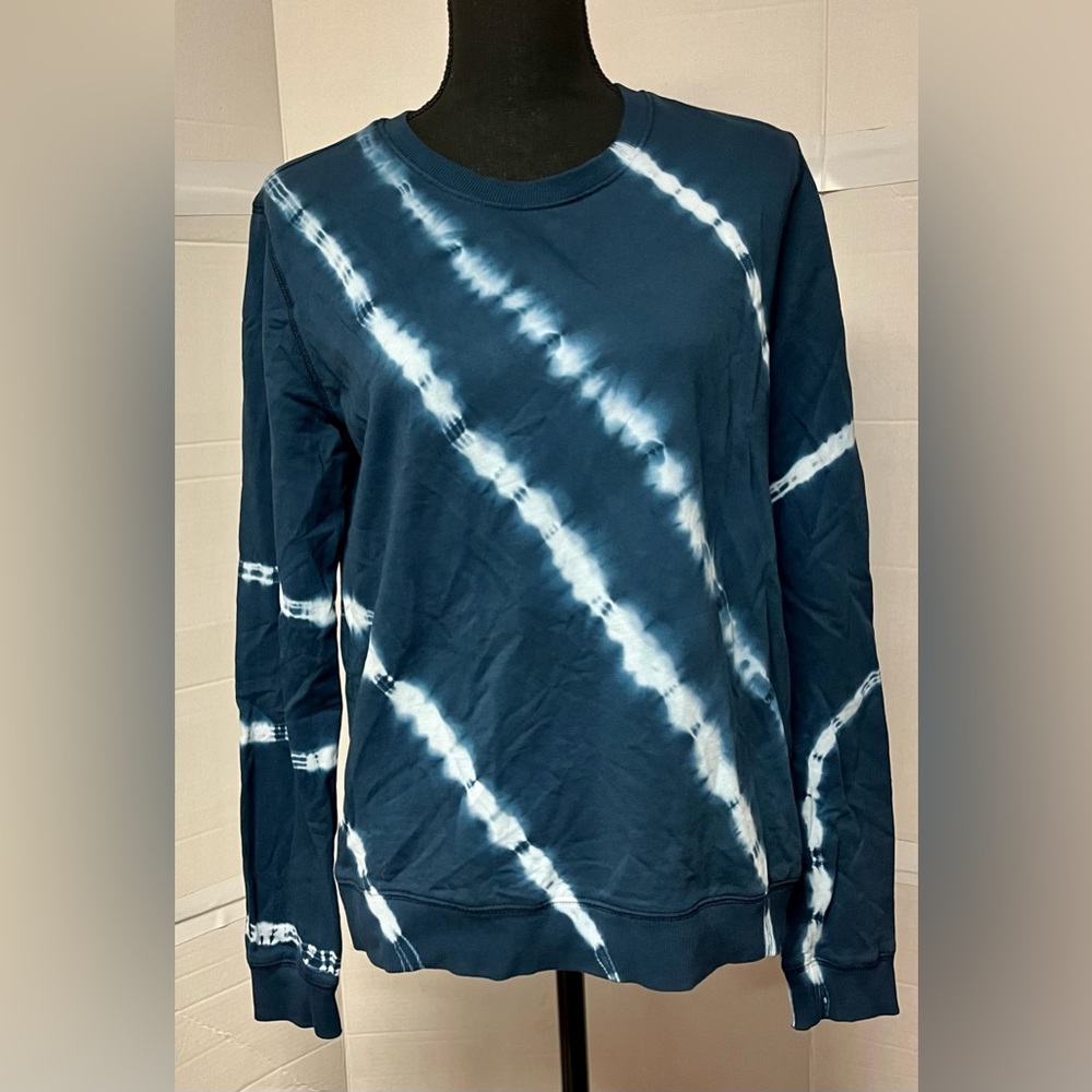 LUCKY BRAND Blue & White Tie Dye Crewneck Cotton Sweatshirt Women's Size: M
